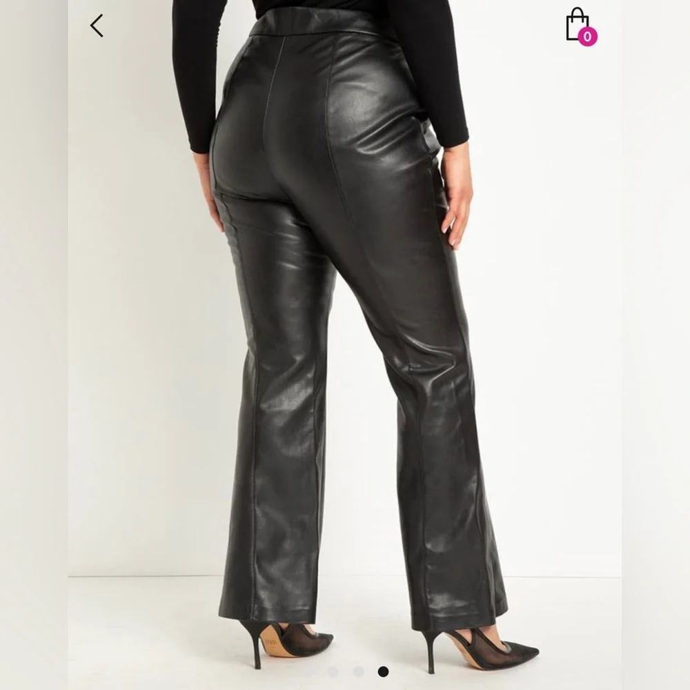 NWT ELOQUII Plus Size Faux Leather Flare Leg Trouser - Picture 4 of 6